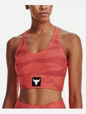 Under Armour Womens Project Rock HeatGear Sports Bra S Tangerine MSRP$50